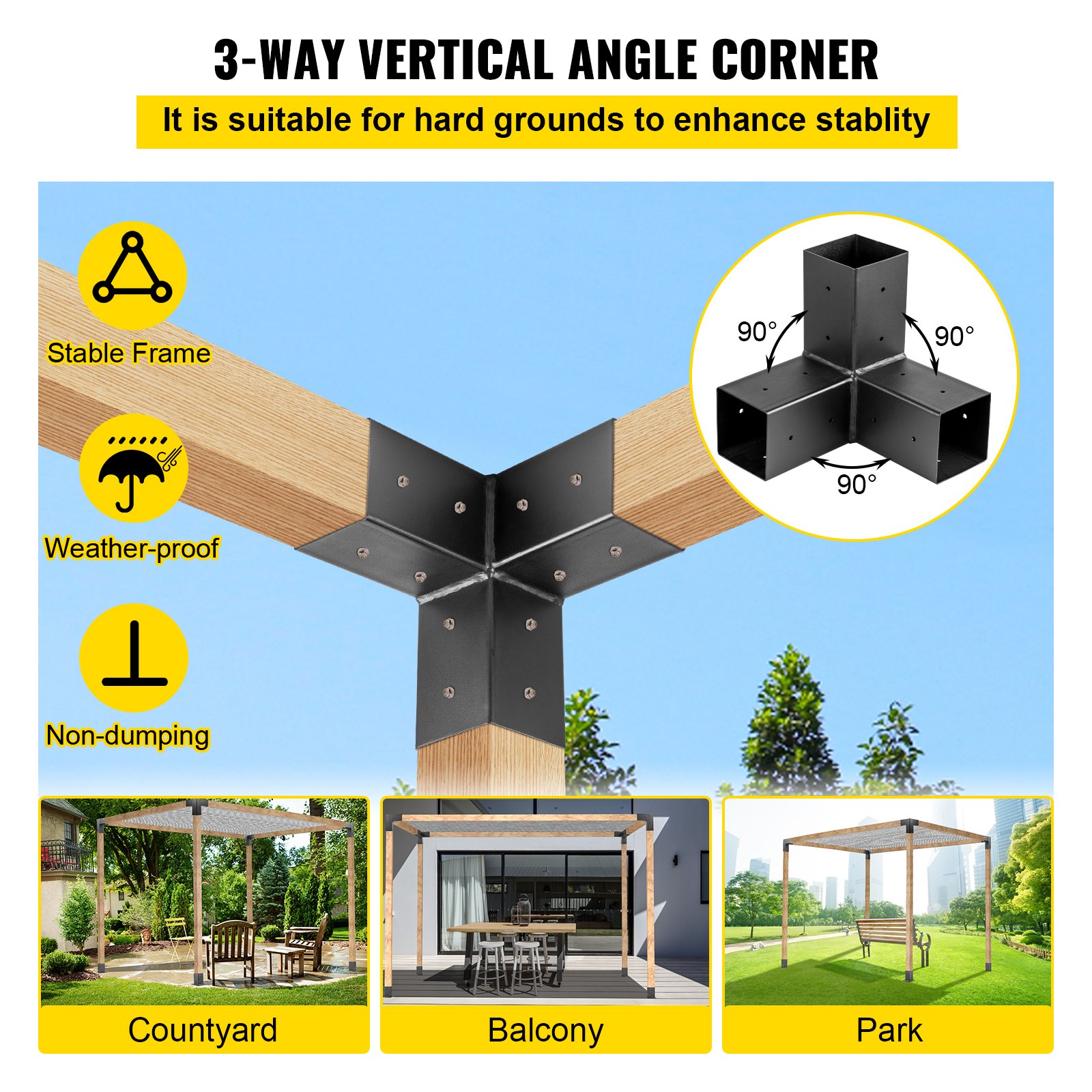 VEVOR Woodwork Pergola Kit Elevated Wood Stand Kit with Steel Brackets Modular Sizing Pergola Brackets Boot, Shoulder and Lag Bolts for Hunting Blind, Deer Stand Bracket 4 x 4 inches