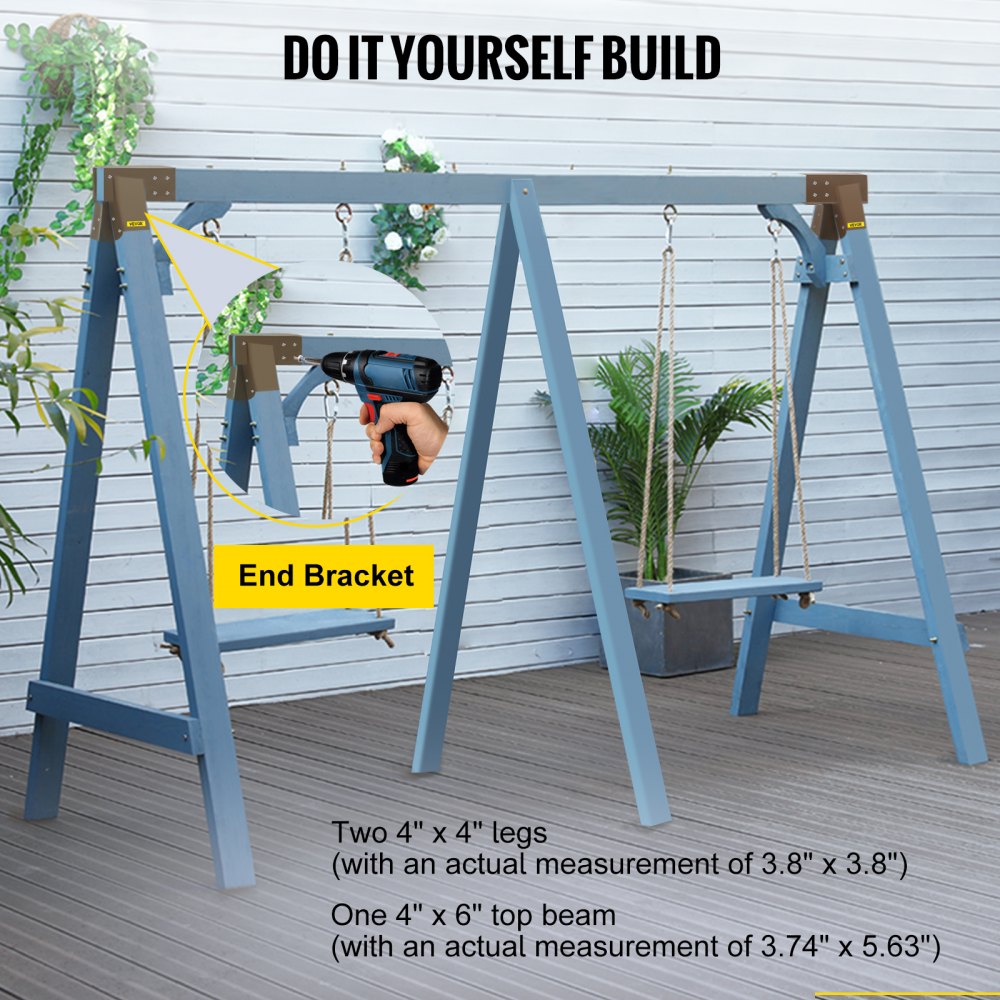 Vevor Swing Set Bracket Swing Kit2 Pcsa-frame Swing Setend Bracket-brown