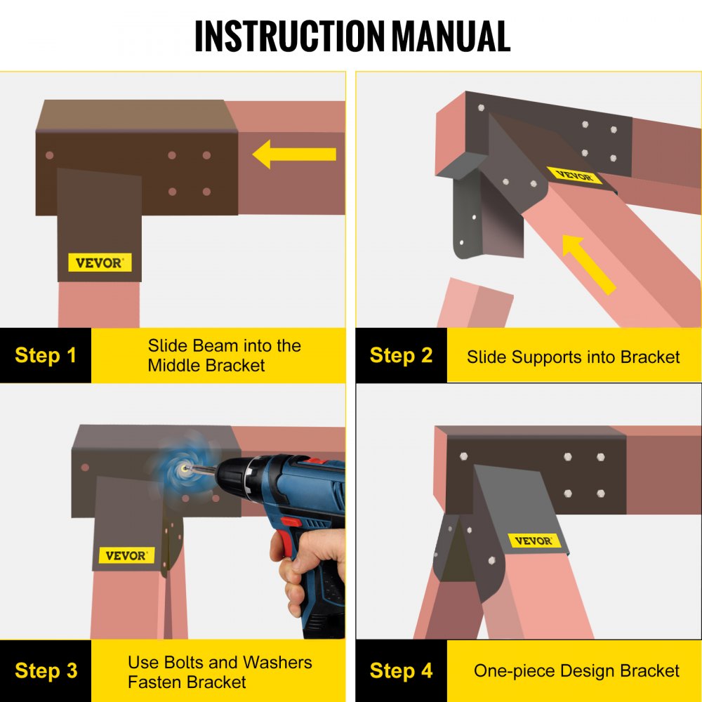 Vevor Swing Set Bracket Swing Kit2 Pcsa-frame Swing Setend Bracket-brown
