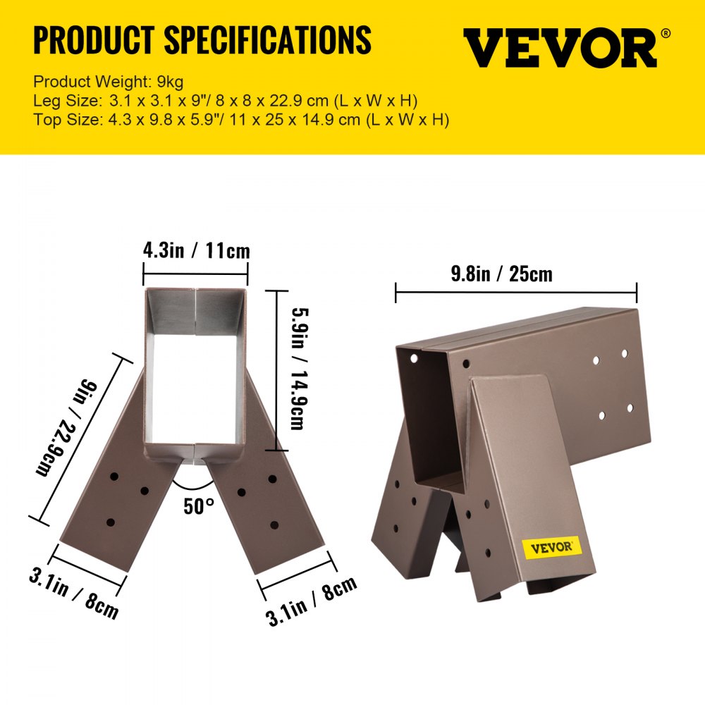 Vevor Swing Set Bracket Swing Kit2 Pcsa-frame Swing Setend Bracket-brown