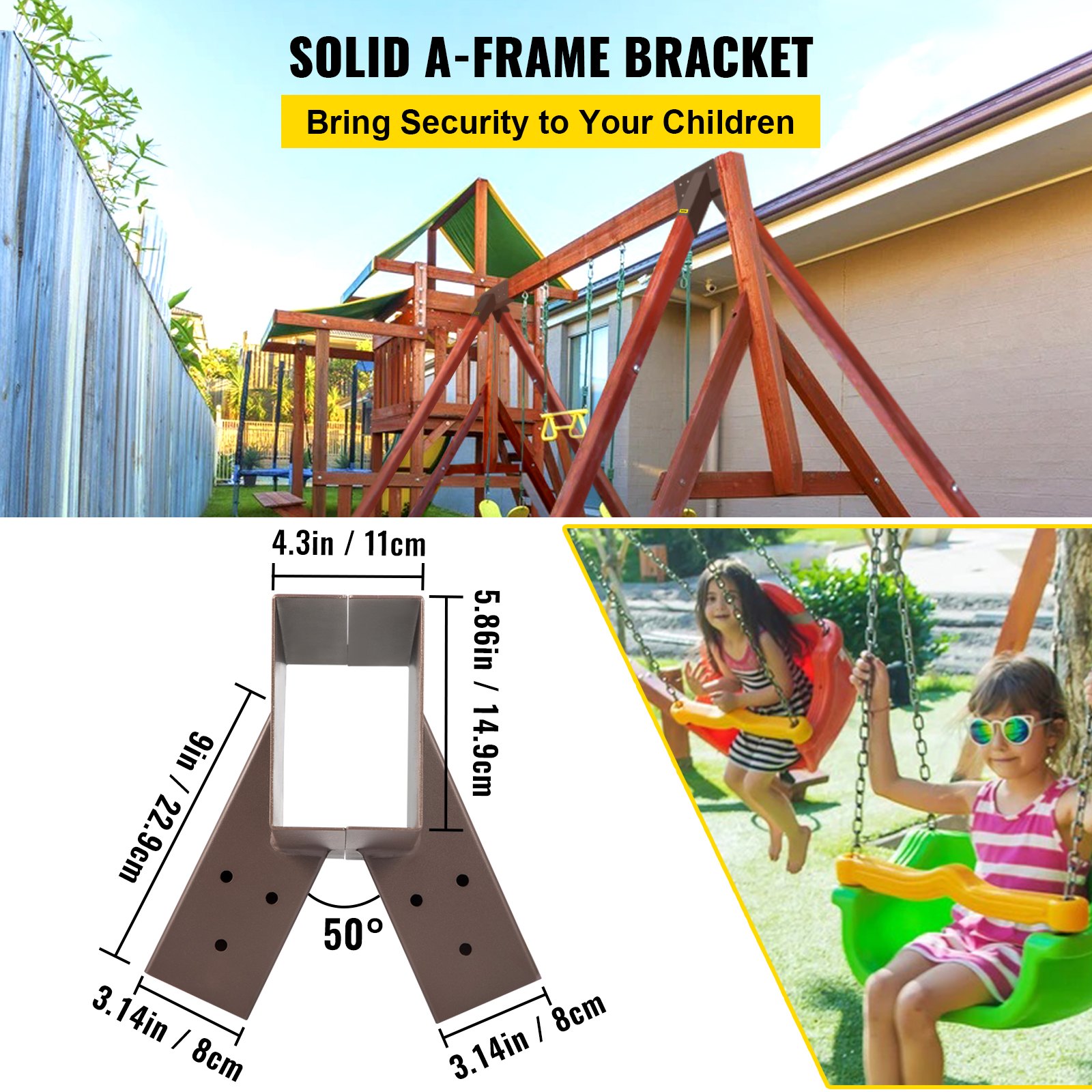 Vevor Swing Set Bracket Swing Kit2 Pcsa-frame Swing Setend Bracket-brown