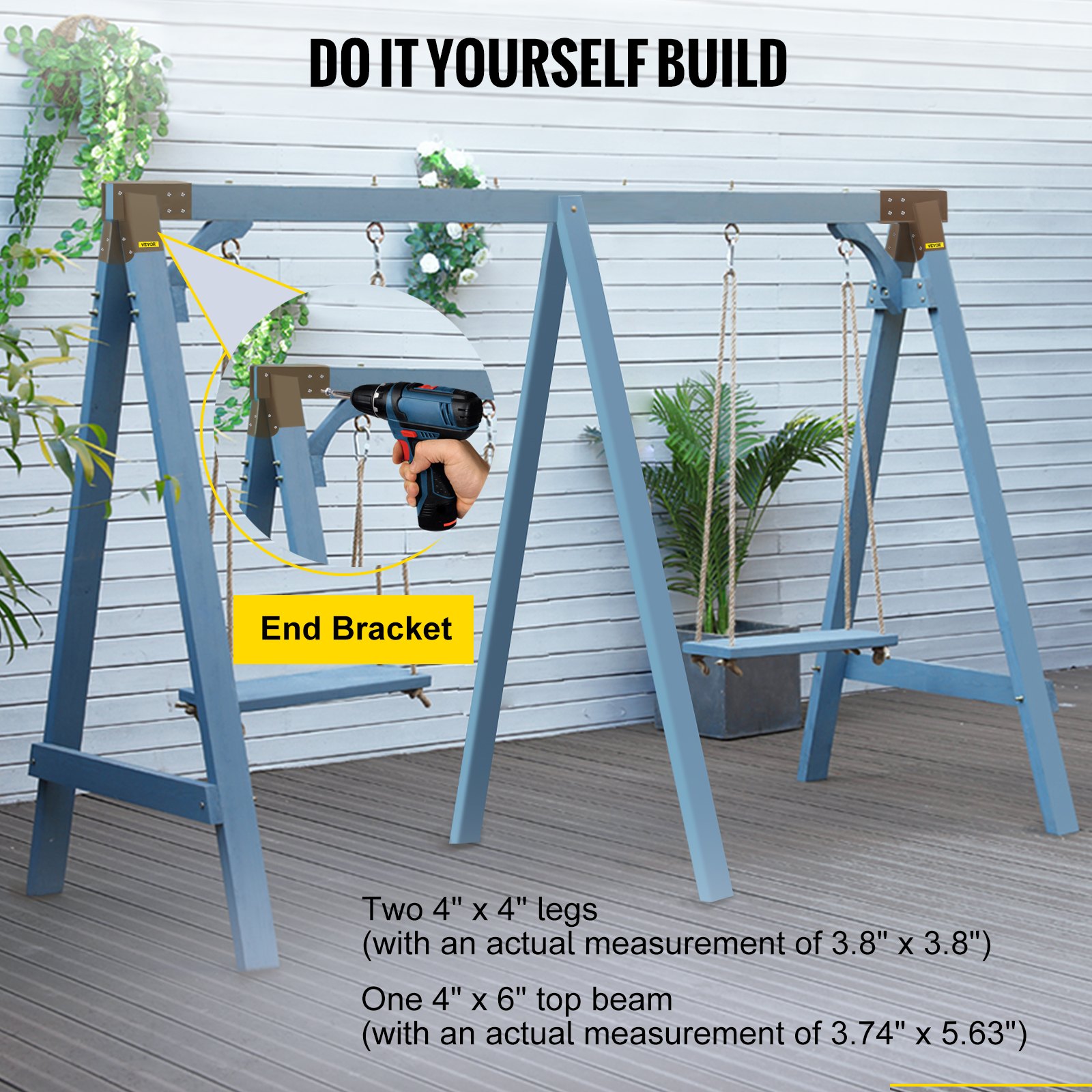 Vevor Swing Set Bracket Swing Kit2 Pcsa-frame Swing Setend Bracket-brown