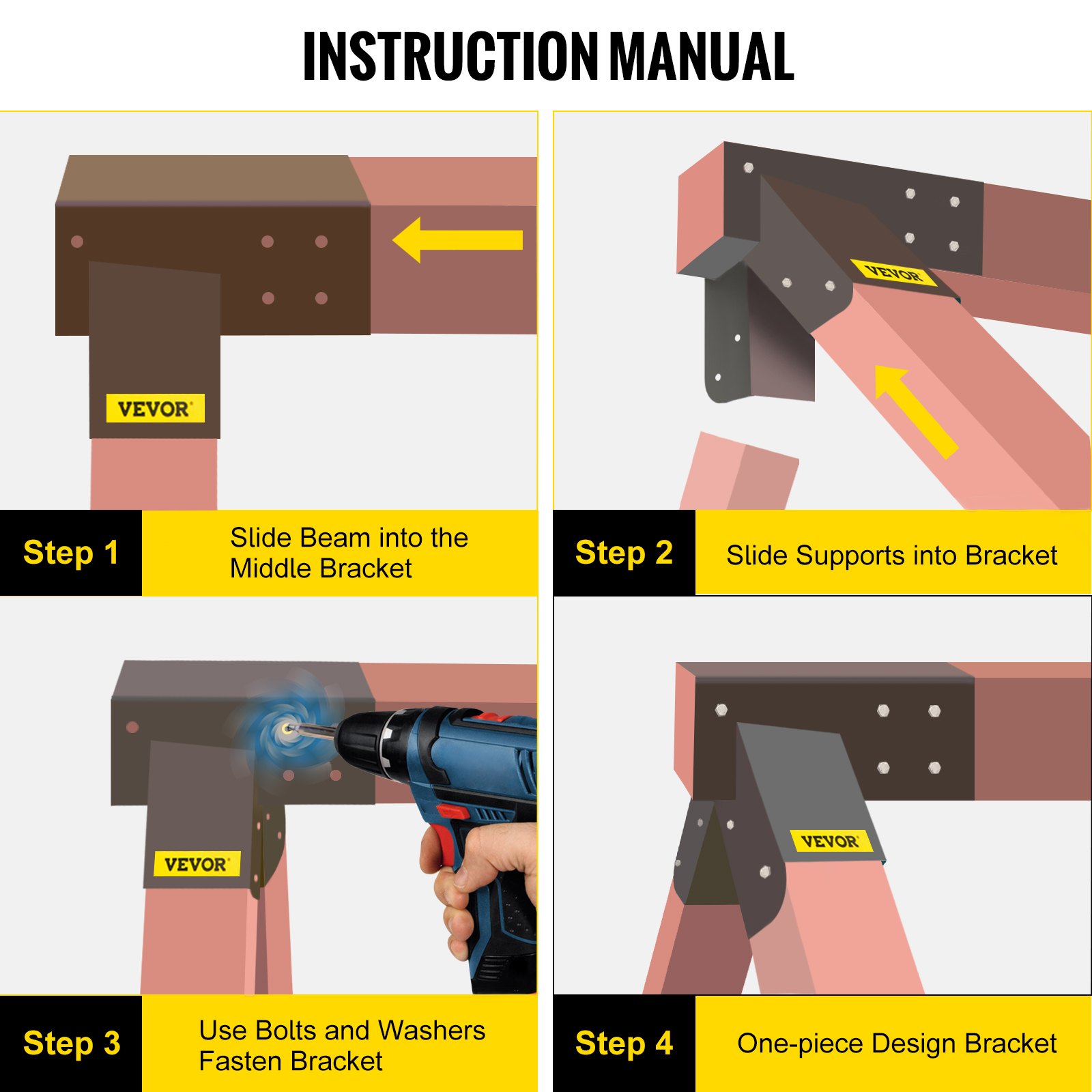 Vevor Swing Set Bracket Swing Kit2 Pcsa-frame Swing Setend Bracket-brown