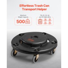 Round Trash Can Dolly Fit 20, 32, 44, 55 Gal Garbage Container 500lbs Heavy Duty