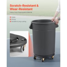 Round Trash Can Dolly Fit 20, 32, 44, 55 Gal Garbage Container 500lbs Heavy Duty