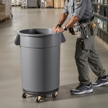 Round Trash Can Dolly Fit 20, 32, 44, 55 Gal Garbage Container 500lbs Heavy Duty