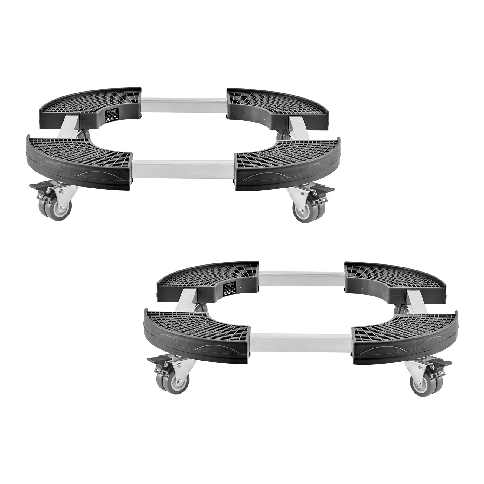 VEVOR vozík na odpadkové koše se 4 uzamykatelnými kolečky, nosnost 200 kg, 2 balení kulatých kolečkových podstavců na odpadkové koše, nastavitelný 38-57 cm, odolný vozík na rostliny, multifunkční vozík na kolečka, černý