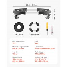 Round Trash Can Dolly 15-22.8 in Adjustable Furniture Dolly 400lbs Heavy Duty