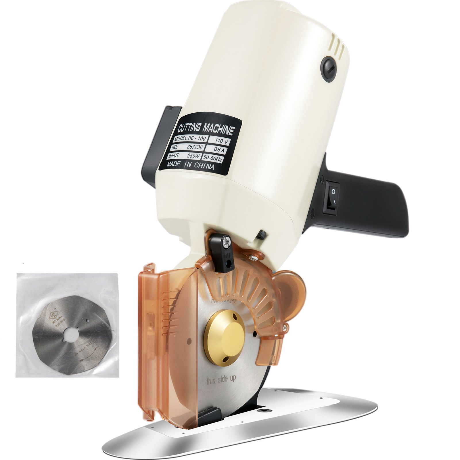 VEVOR Electric Cloth Cutter 4 Inch Rotary Blade Fabric Cutting Machine Octagonal Knife Electric Rotary Cutter 250W Cutter Scissors for Multi Layer Cloth Leather Wool Cutting