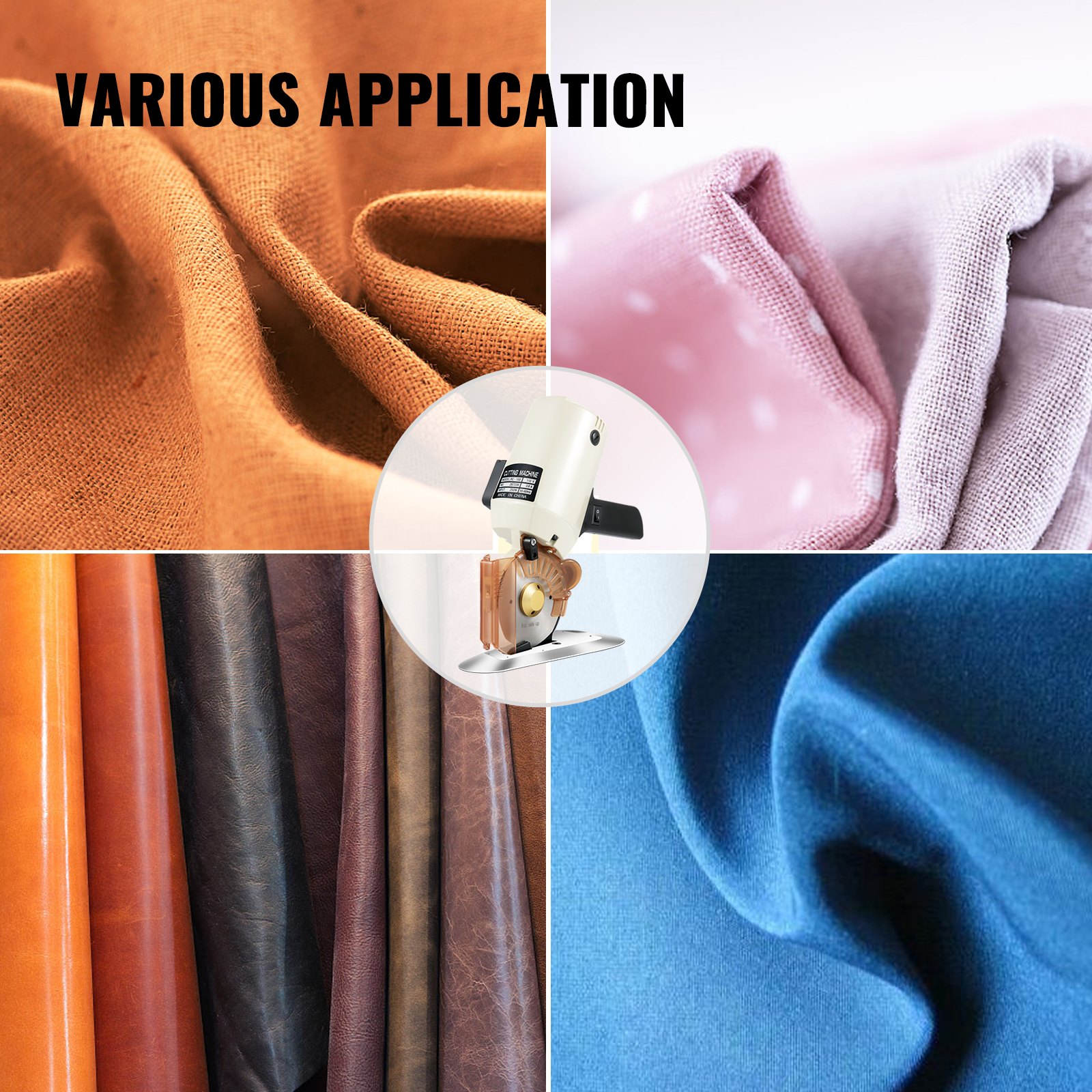 VEVOR Electric Cloth Cutter 4 Inch Rotary Blade Fabric Cutting Machine Octagonal Knife Electric Rotary Cutter 250W Cutter Scissors for Multi Layer Cloth Leather Wool Cutting