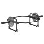 black VEVOR olympic trap bar with weight plates attached, designed for deadlifts and squats.