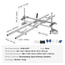 VEVOR Chainsaw Mill and Rail Mill Guide System, Portable Sawmill 14"-36" Guide Bar, 9ft Aluminum Saw Milling Rail Guide with Chainsaw Planking Mill for Woodworkers and Carpenters