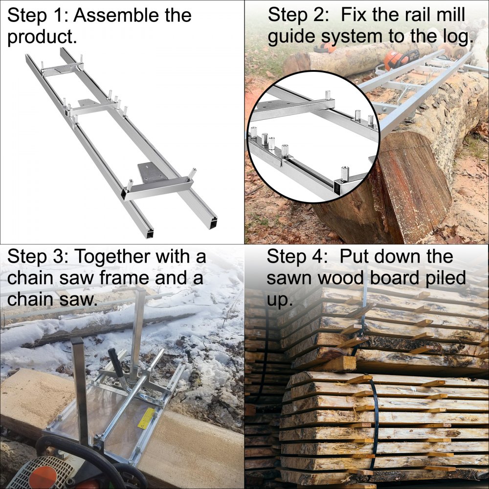Chainsaw rail Mill Guide System 5ft 1.5m 2 Reinforce Trees Durable Reliable