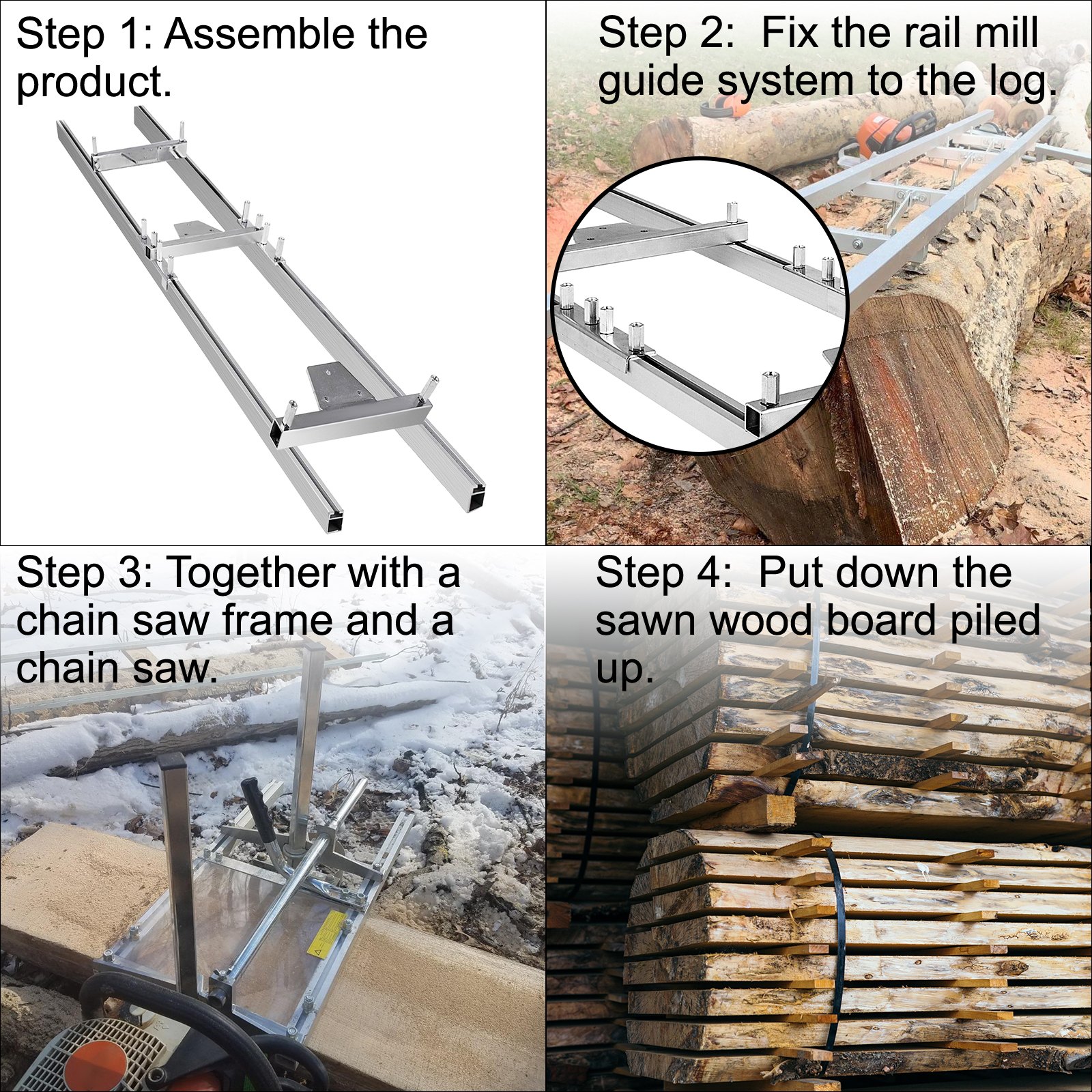 Chainsaw rail Mill Guide System 5ft 1.5m 2 Reinforce Trees Durable Reliable