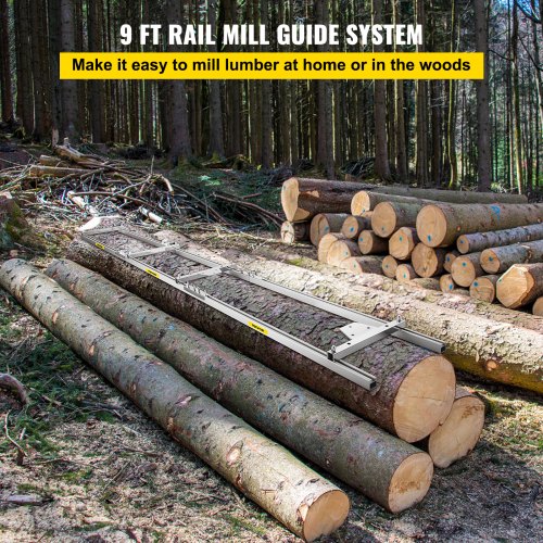 VEVOR Rail Mill Guide System 9 FT Chainsaw Mill Rail Guide with 4 Wood Fixing Plate Rail Mill Guide Used in Combination with The Saw Mill