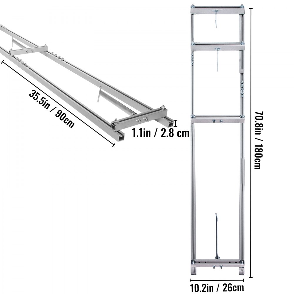 VEVOR Rail Mill Guide System, 6 ft Milling Guide, 2 Crossbar Kits Chainsaw Mill Rail Guide, Aluminum Saw Mill Rail System Work with Chainsaw Mills, with Chainsaw Sharpening Vise and Work Gloves.