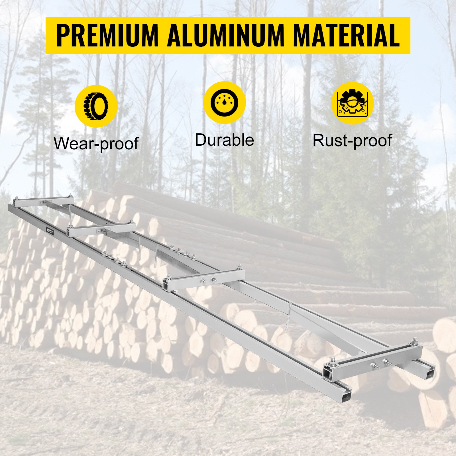 VEVOR Rail Mill Guide System, 6 ft Milling Guide, 2 Crossbar Kits Chainsaw Mill Rail Guide, Aluminum Saw Mill Rail System Work with Chainsaw Mills, with Chainsaw Sharpening Vise and Work Gloves.
