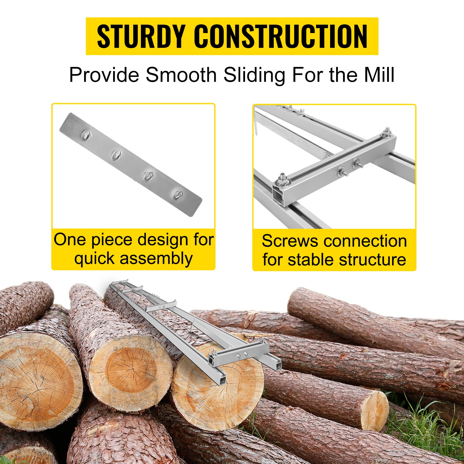 VEVOR Rail Mill Guide System, 6 ft Milling Guide, 2 Crossbar Kits Chainsaw Mill Rail Guide, Aluminum Saw Mill Rail System Work with Chainsaw Mills, with Chainsaw Sharpening Vise and Work Gloves.