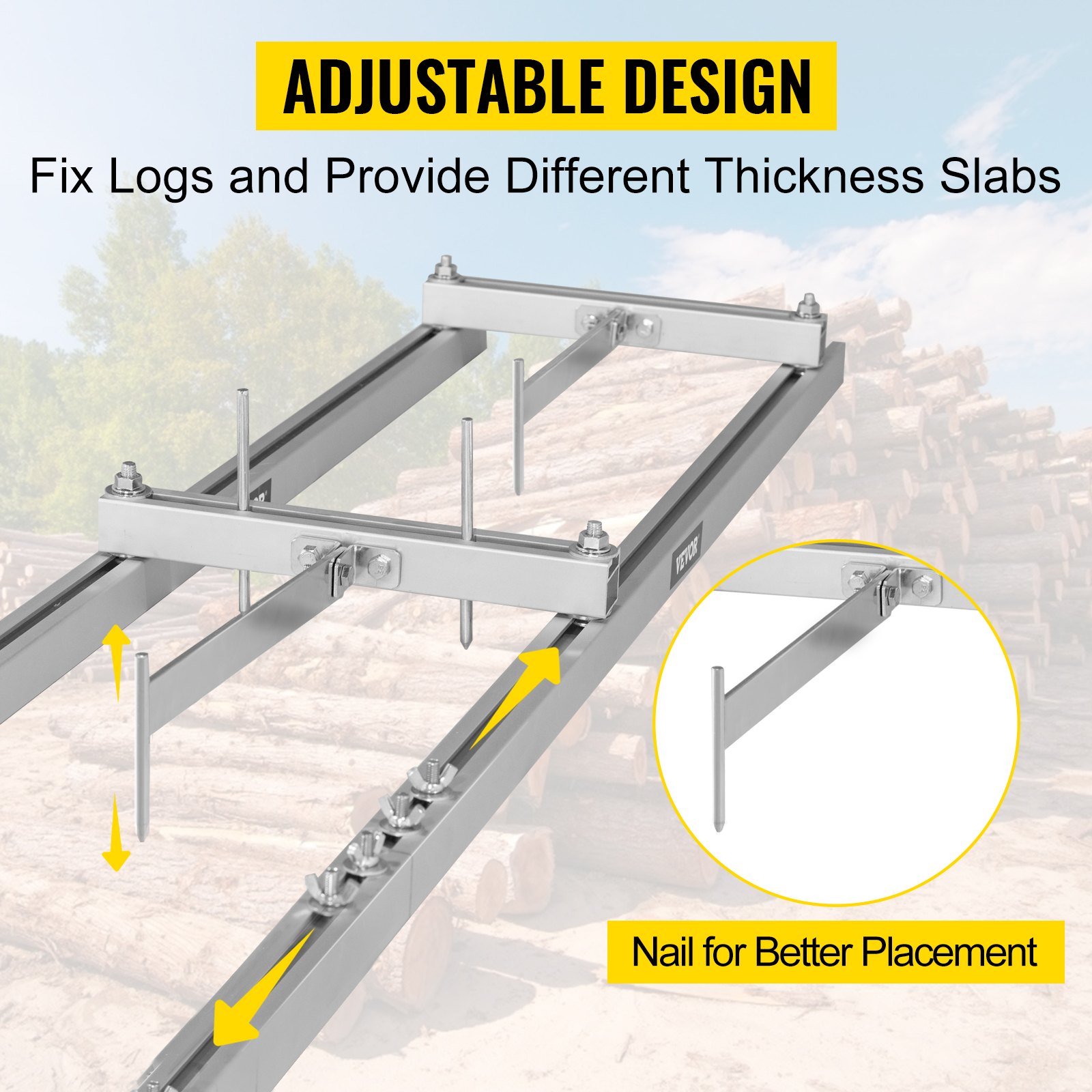 VEVOR Rail Mill Guide System, 6 ft Milling Guide, 2 Crossbar Kits Chainsaw Mill Rail Guide, Aluminum Saw Mill Rail System Work with Chainsaw Mills, with Chainsaw Sharpening Vise and Work Gloves.