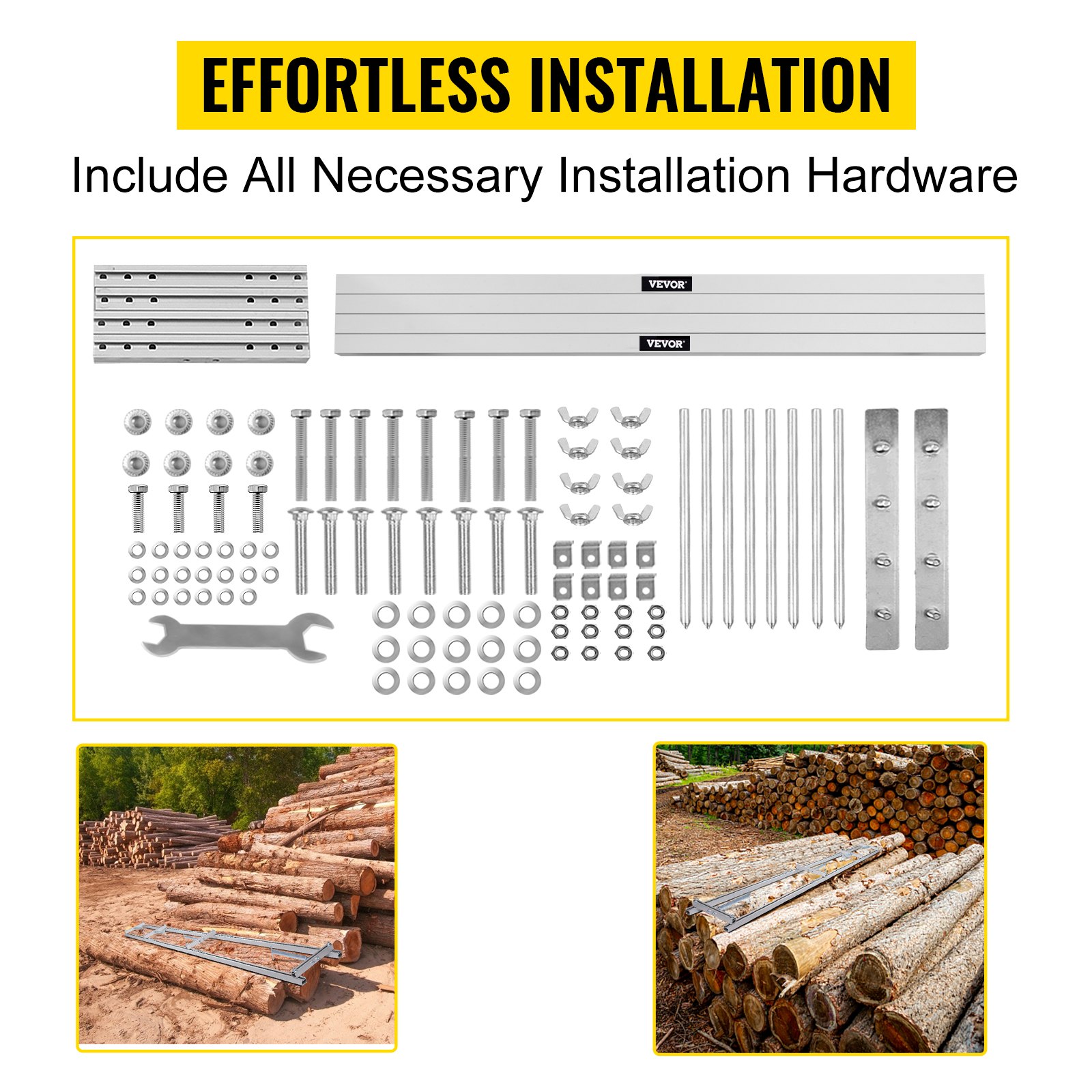 VEVOR Rail Mill Guide System, 6 ft Milling Guide, 2 Crossbar Kits Chainsaw Mill Rail Guide, Aluminum Saw Mill Rail System Work with Chainsaw Mills, with Chainsaw Sharpening Vise and Work Gloves.