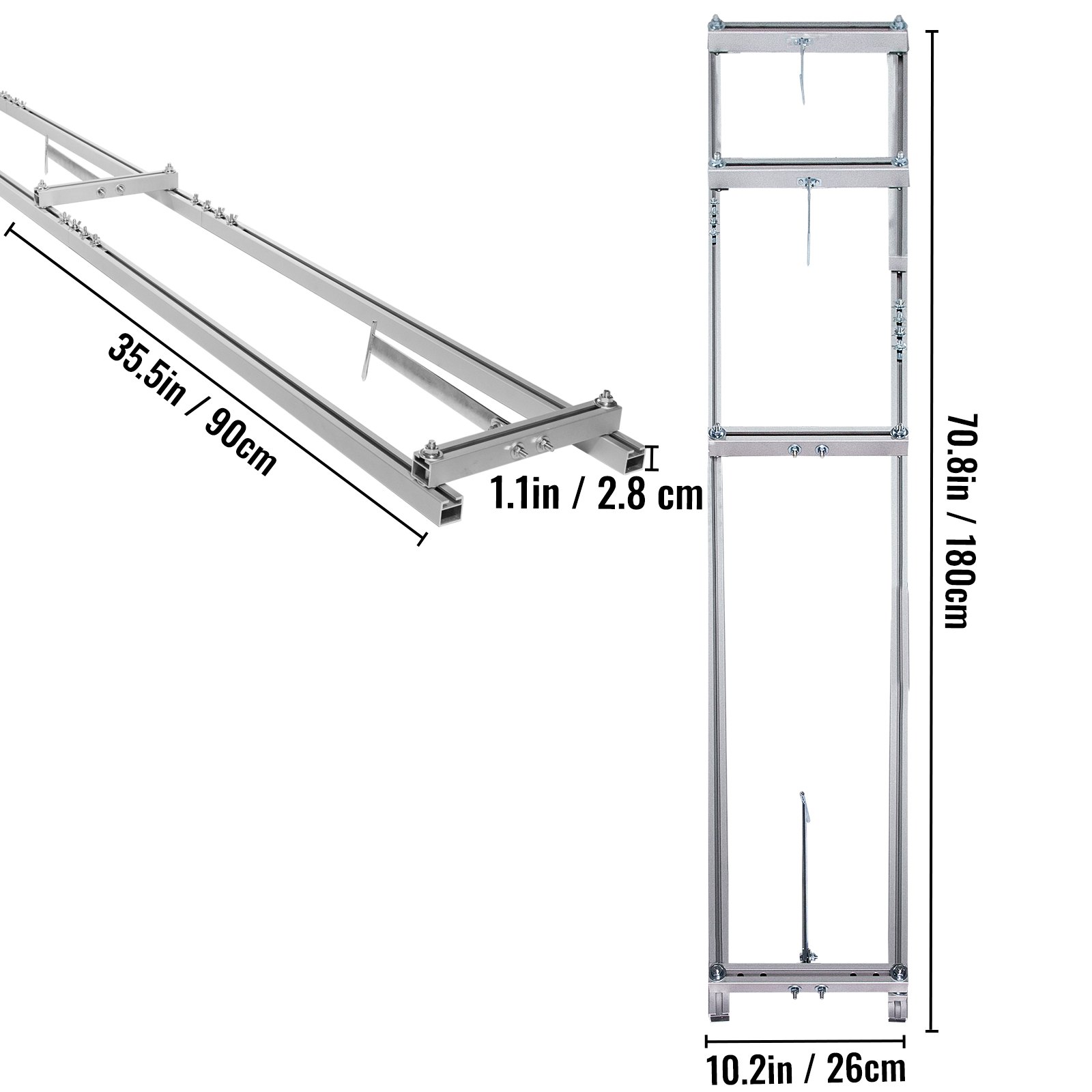 VEVOR Rail Mill Guide System, 6 ft Milling Guide, 2 Crossbar Kits Chainsaw Mill Rail Guide, Aluminum Saw Mill Rail System Work with Chainsaw Mills, with Chainsaw Sharpening Vise and Work Gloves.