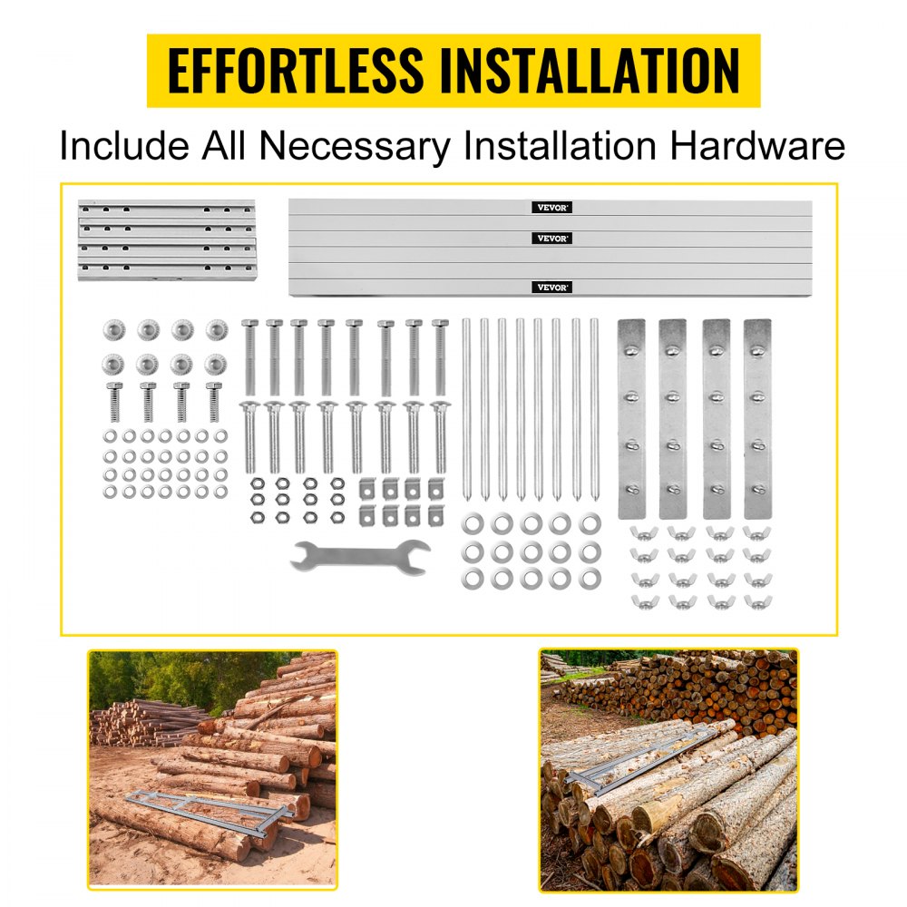 VEVOR Chainsaw Mill Rail Guide, 9 ft Milling Guide, 3 Crossbar Kits Rail Mill Guide System, Aluminum Saw Mill Rail System Work with Chainsaw Mills, with Chainsaw Sharpening Vise and Work Gloves.