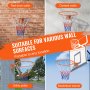 Aro de basquete VEVOR, cesta de basquete montada em porta de parede, substituição de meta de aro flexível de basquete Q235 resistente com rede, cesta de basquete suspensa interna e externa padrão de 18" para crianças e adultos