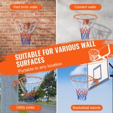 VEVOR kosárlabda felni, fali ajtóra szerelhető kosárlabda karika, nagy teherbírású Q235 kosárlabda Flex felni kapu cseréje hálóval, szabványos 18" beltéri és kültéri függő kosárlabda karika gyerekeknek, felnőtteknek