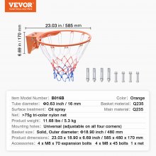 VEVOR kosárlabda felni, falra szerelhető kosárlabda karika, nagy teherbírású Q235 kosárlabda Flex felni kapu cseréje hálóval, szabványos 18"-os beltéri és kültéri függő kosárlabda karika gyerekeknek, felnőtteknek