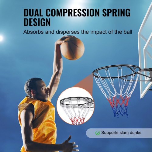 Jante De Basket De Remplacement – Métal épais, Diamètre 35 Ou 45 Cm, Filet Résistant Aux Intempéries, Pour Mur Ou Porte (inclut Vis Et Aiguille)