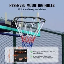VEVOR Basketball Rim, Wall Door Mounted Basketball Hoop, Heavy Duty Q235 Basketball Flex Rim Goal Replacement with Net and Double Spring, Standard 18" Indoor Outdoor Hanging Hoop for Kids Adults