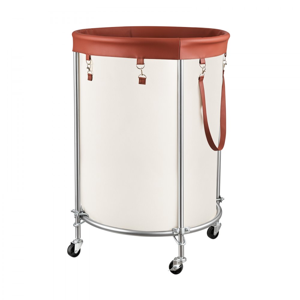 VEVOR Laundry Basket on Wheels, 49.3 Gal/186.5 L Rolling Laundry Hamper, 50kg Capacity Heavy-Duty Dirty Clothes Storage Cart, Sturdy Steel Frame with 600D Oxford Fabric Bag for Bedrooms Bathrooms
