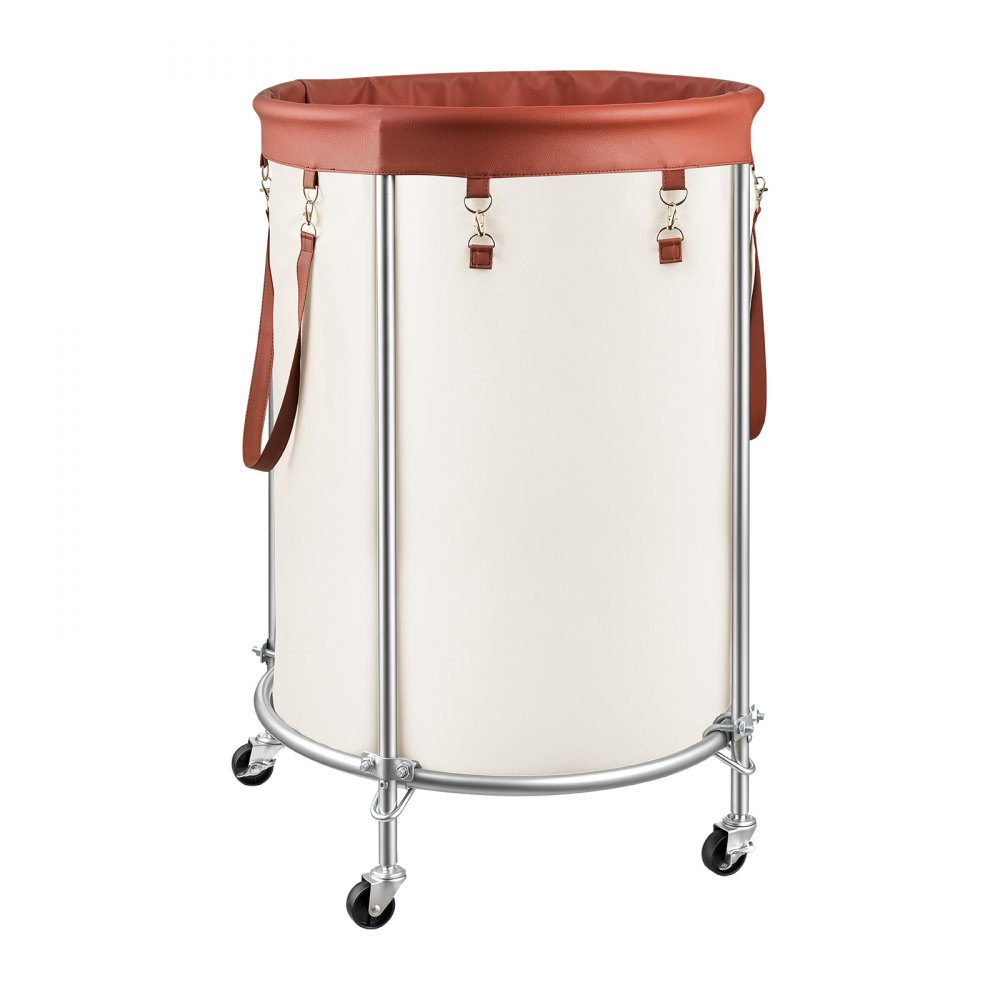 VEVOR Laundry Basket on Wheels, 49.3 Gal/186.5 L Rolling Laundry Hamper, 50kg Capacity Heavy-Duty Dirty Clothes Storage Cart, Sturdy Steel Frame with 600D Oxford Fabric Bag for Bedrooms Bathrooms