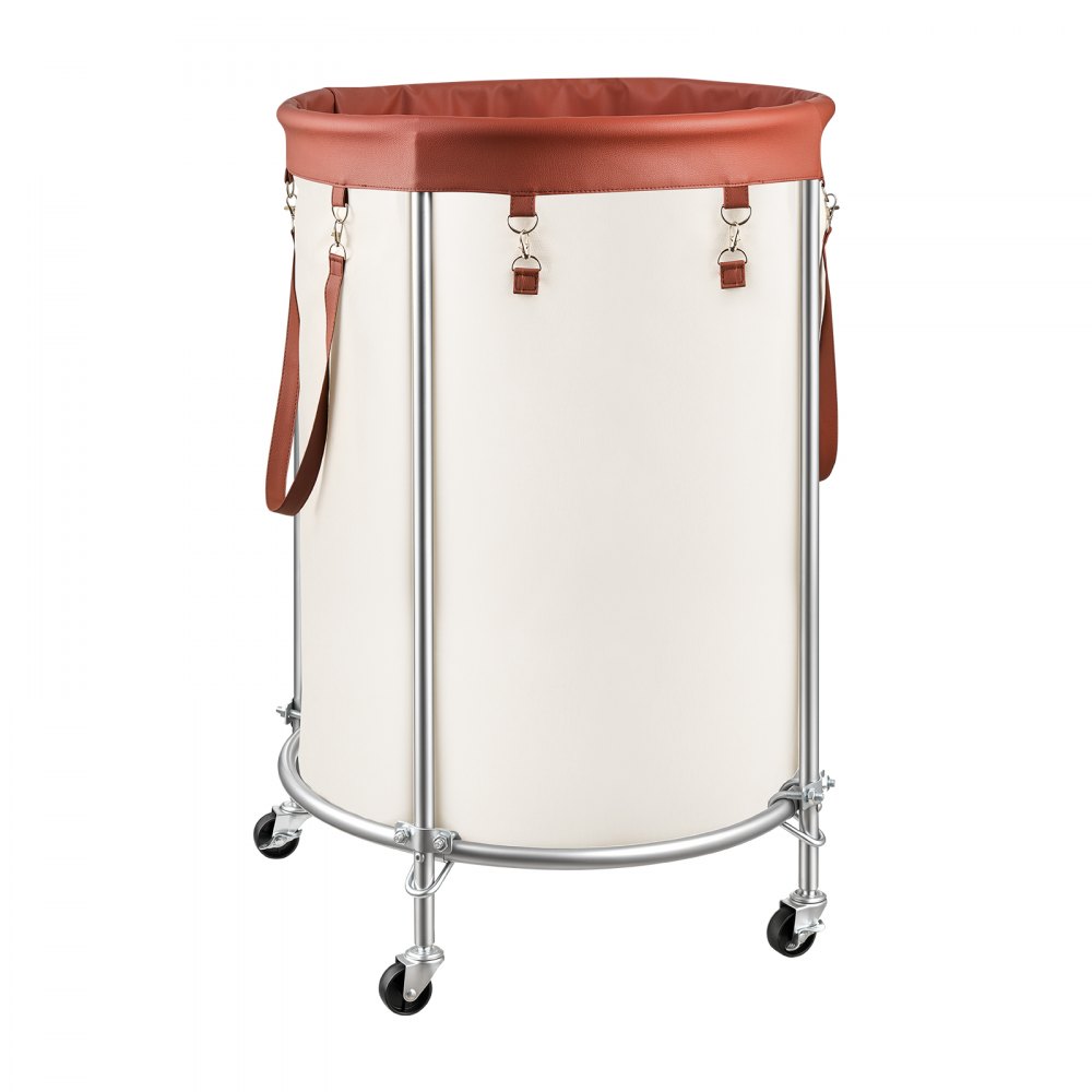 VEVOR Laundry Basket on Wheels, 49.3 Gal/186.5 L Rolling Laundry Hamper, 50kg Capacity Heavy-Duty Dirty Clothes Storage Cart, Sturdy Steel Frame with 600D Oxford Fabric Bag for Bedrooms Bathrooms