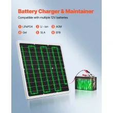 VEVOR 50W 12V Solar Battery Charger Maintainer, Mono Solar Panel Trickle Battery Charger with Upgraded MPPT Controller, IP65 Waterproof for Car Boat RV Trailer Flat Rooftop (Bracket Not Included)