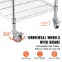 VEVOR 3-Tier Utility Cart Rolling Cart on Wheels 24"x20"x36.6" 470 LBS 6 Hooks