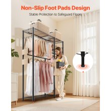 VEVOR Clothing Garment Rack, Heavy Duty Clothes Rack, 6 Adjustable Tiers Clothes Racks with Steel Frame, 800 lbs Load Capacity Closet Wardrobe with 3 Hanging Rods for Bedroom, Clothing Store, Hallway