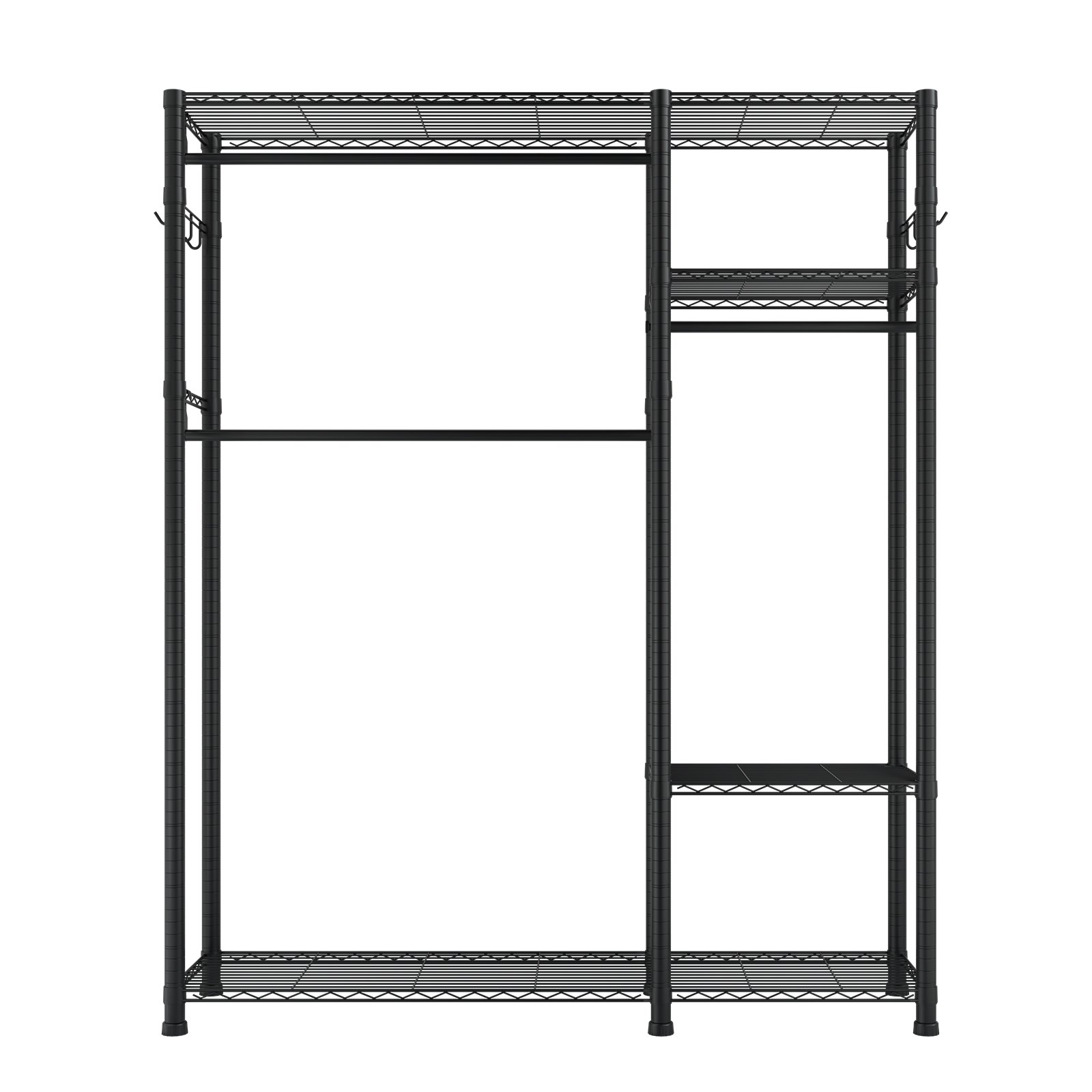 VEVOR Clothing Garment Rack, Heavy Duty Clothes Rack, 6 Adjustable Tiers Clothes Racks with Steel Frame, 363 kg Load Capacity Closet Wardrobe with 3 Hanging Rods for Bedroom, Clothing Store, Hallway