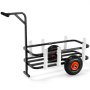 VEVOR beach fishing cart with black frame, eight white rod holders, and two large tires.