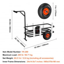 VEVOR Beach Fishing Cart, 91 kg Load Capacity, Fish and Marine Cart with Two 275 mm Big Wheels Rubber Balloon Tires for Sand, Heavy-Duty Steel Pier Wagon Trolley with 7 Rod Holders for Fishing, Picnic