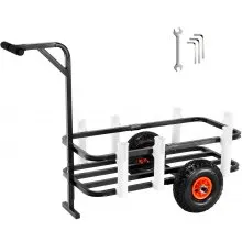 VEVOR Beach Fishing Cart, 200 lbs Load Capacity, Fish and Marine Cart with Two 11" Big Wheels Rubber Balloon Tires for Sand, Heavy-Duty Steel Pier Wagon Trolley with 7 Rod Holders for Fishing, Picnic