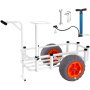 VEVOR Beach Fishing Cart, 350 lbs Load Capacity, Fish and Marine Cart with Two 16" Big Wheels PU Balloon Tires for Sand, Heavy-Duty Aluminum Pier Wagon Trolley with 8 Rod Holders for Fishing, Picnic
