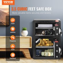 VEVOR Double Door 3.5 cu.ft Safe Box with Key Lock Password Fireproof Bag Black,organize cash, passports, jewelry, gold, watches and documents