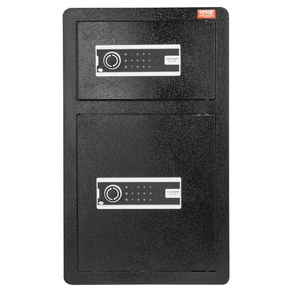 VEVOR Double Doors 4.5 cu.ft Safe Box with Key Lock & Password, Safe Lock Box with Fireproof Bag, Key Rack, LED Light and 2 Height Adjustable and Removable Divider for Money, Documents, Jewelry and Valuables, Black