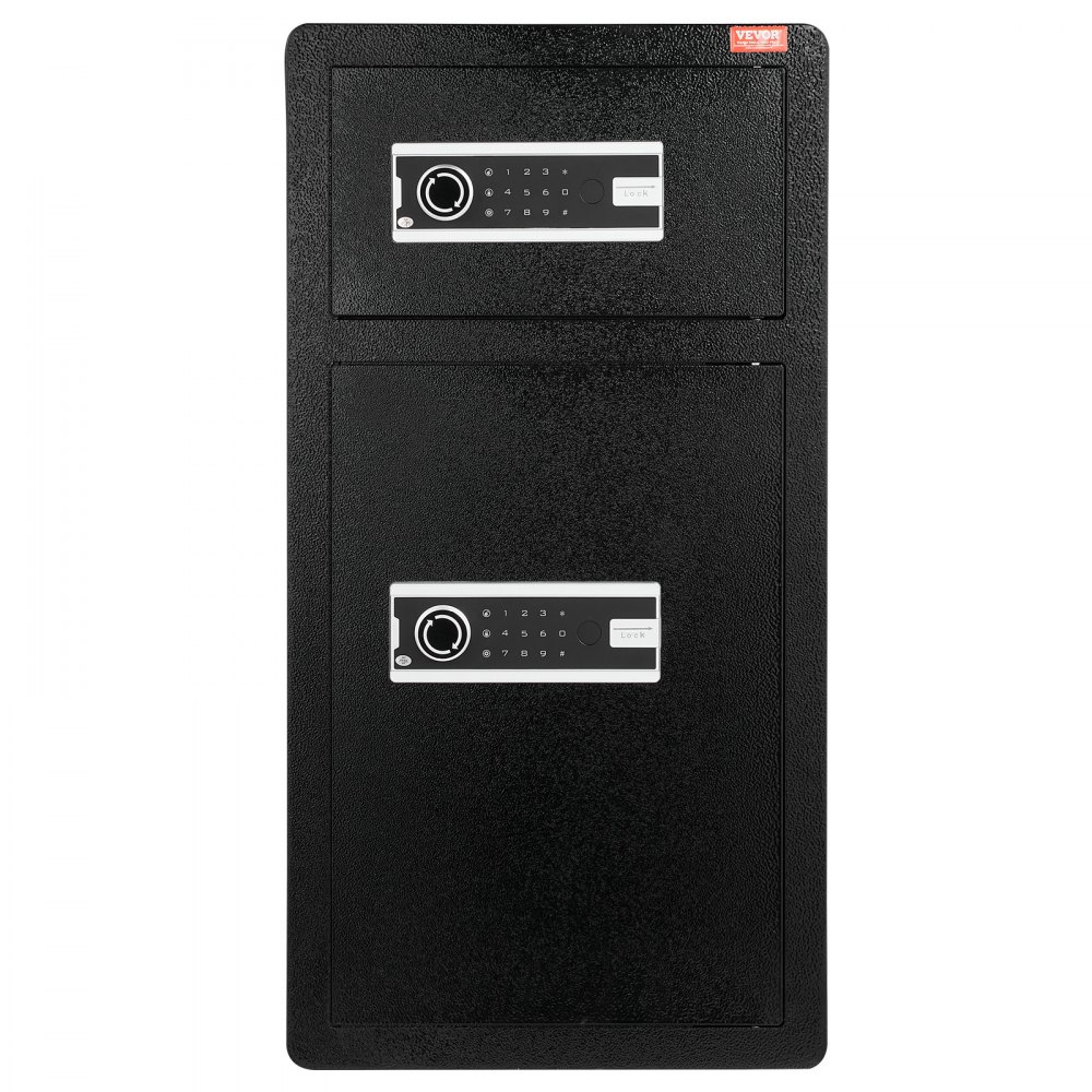 VEVOR Double Doors 5.5 cu.ft Safe Box with Key Lock & Password, Safe Lock Box with Fireproof Bag, Key Rack, LED Light, 2 Height Adjustable and Removable Divider and 1 Cabinet for Money, Documents, Jewelry and Valuables, Black