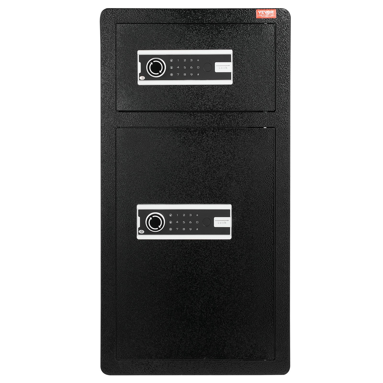 VEVOR Double Doors 5.5 cu.ft Safe Box with Key Lock & Password, Safe Lock Box with Fireproof Bag, Key Rack, LED Light, 2 Height Adjustable and Removable Divider and 1 Cabinet for Money, Documents, Jewelry and Valuables, Black