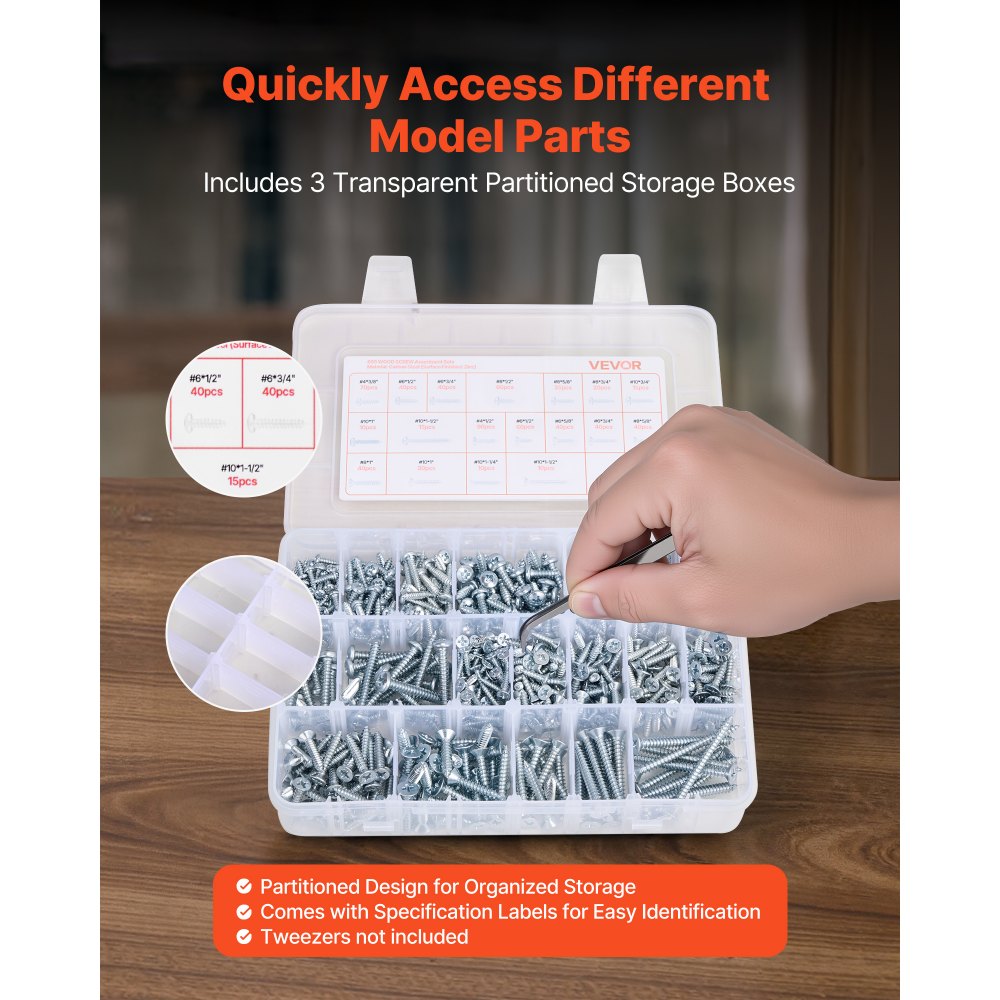 VEVOR 2250 Pcs Bolts and Nuts Assortment Kit, Metric + Imperial Machine Screws and Flat Washers, Alloy Steel M3/M4/M5/M6/M8 Multiple Size, for Equipment/Vehicle Assembly,Galvanized White