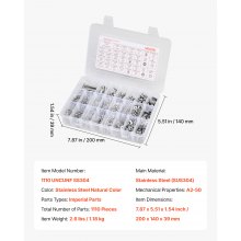 Kit surtido de 1110 pernos y tuercas de acero inoxidable imperial para muebles