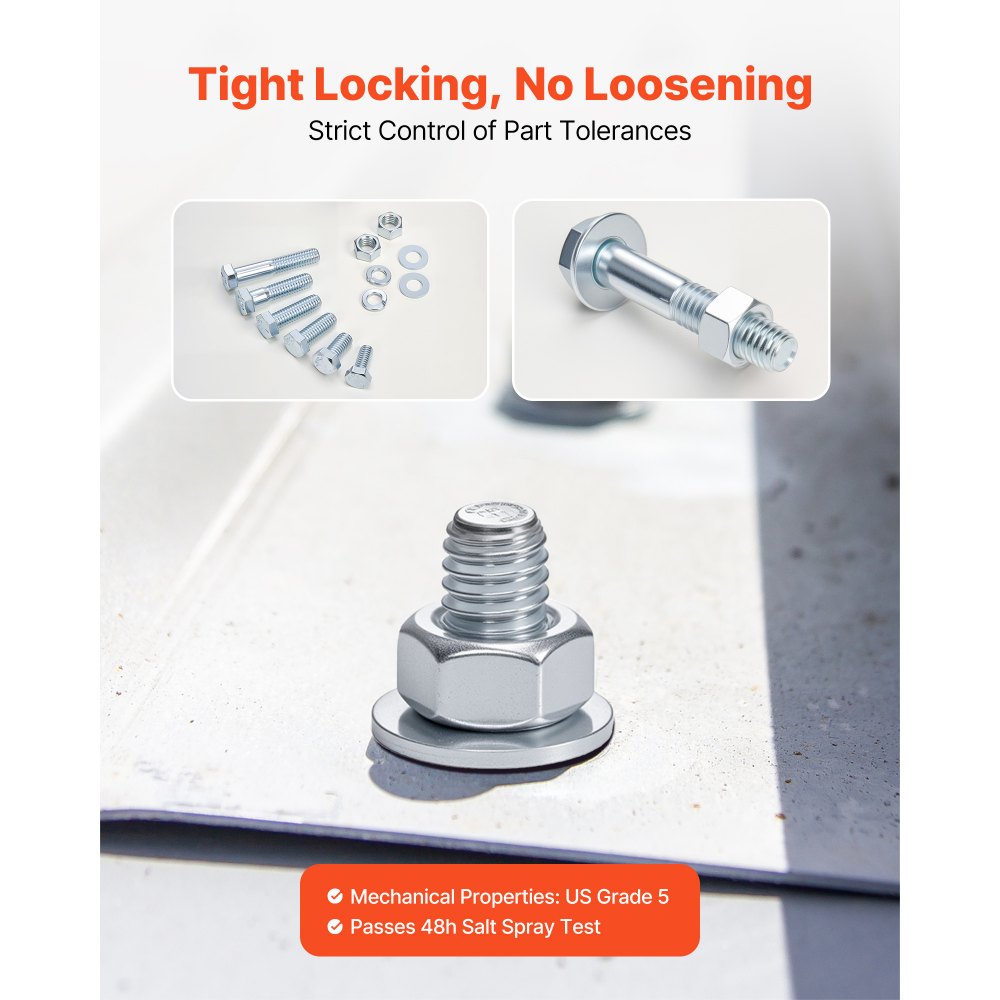 VEVOR 566 Pcs Bolts and Nuts Assortment Kit, Imperial Machine Screws and Flat Washers, Alloy Steel 1/4-20,5/16-18,3/8-16, for Furniture /Equipment/Vehicle Assembly, Galvanized White