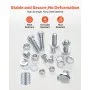 VEVOR 566 Pcs Bolts and Nuts Assortment Kit, Imperial Machine Screws and Flat Washers, Alloy Steel 1/4-20,5/16-18,3/8-16, for Furniture /Equipment/Vehicle Assembly, Galvanized White